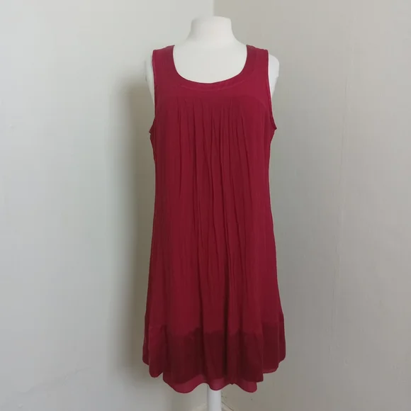 Banana Republic Red Pop Over 100% Silk Sleeveless Dress - Picture 1 of 14
